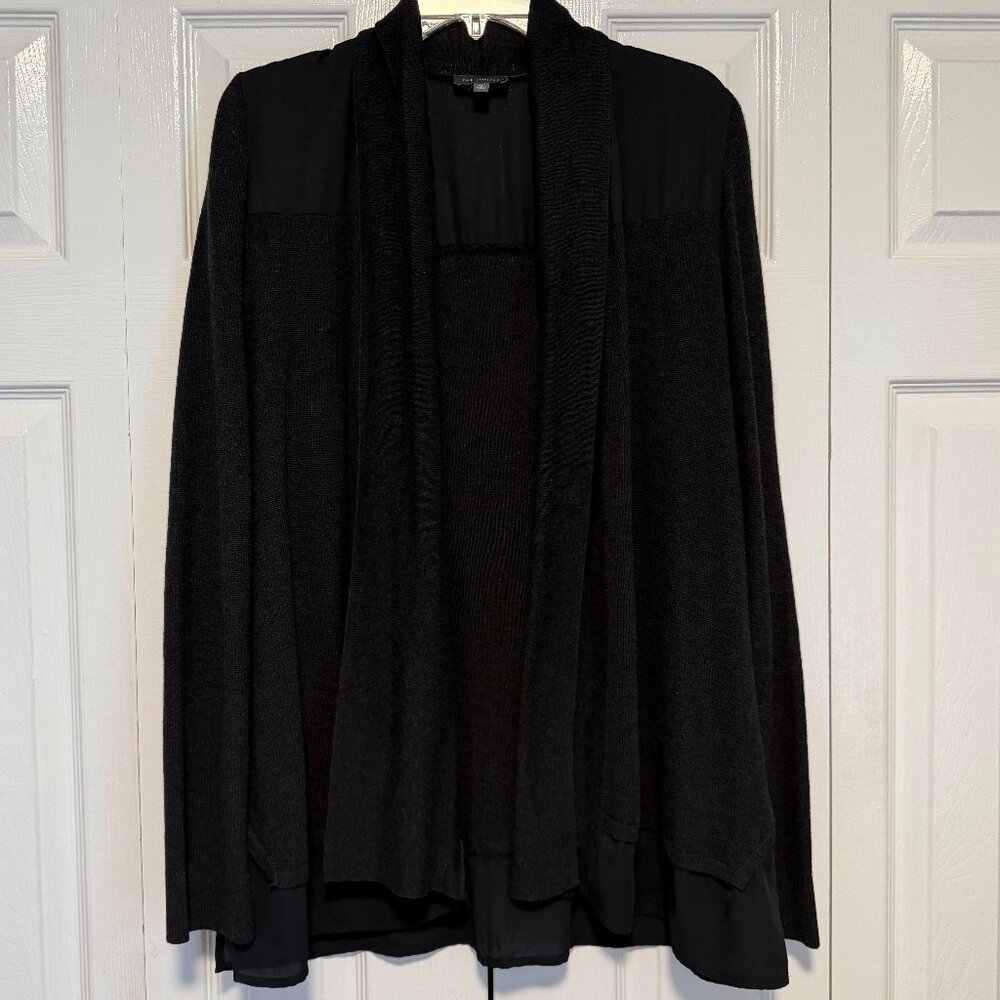 The Limited Black Ruffled Waterfall Open Cardigan/Duster XLarge